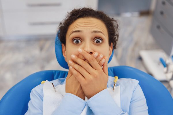 nervous patient at dentist office